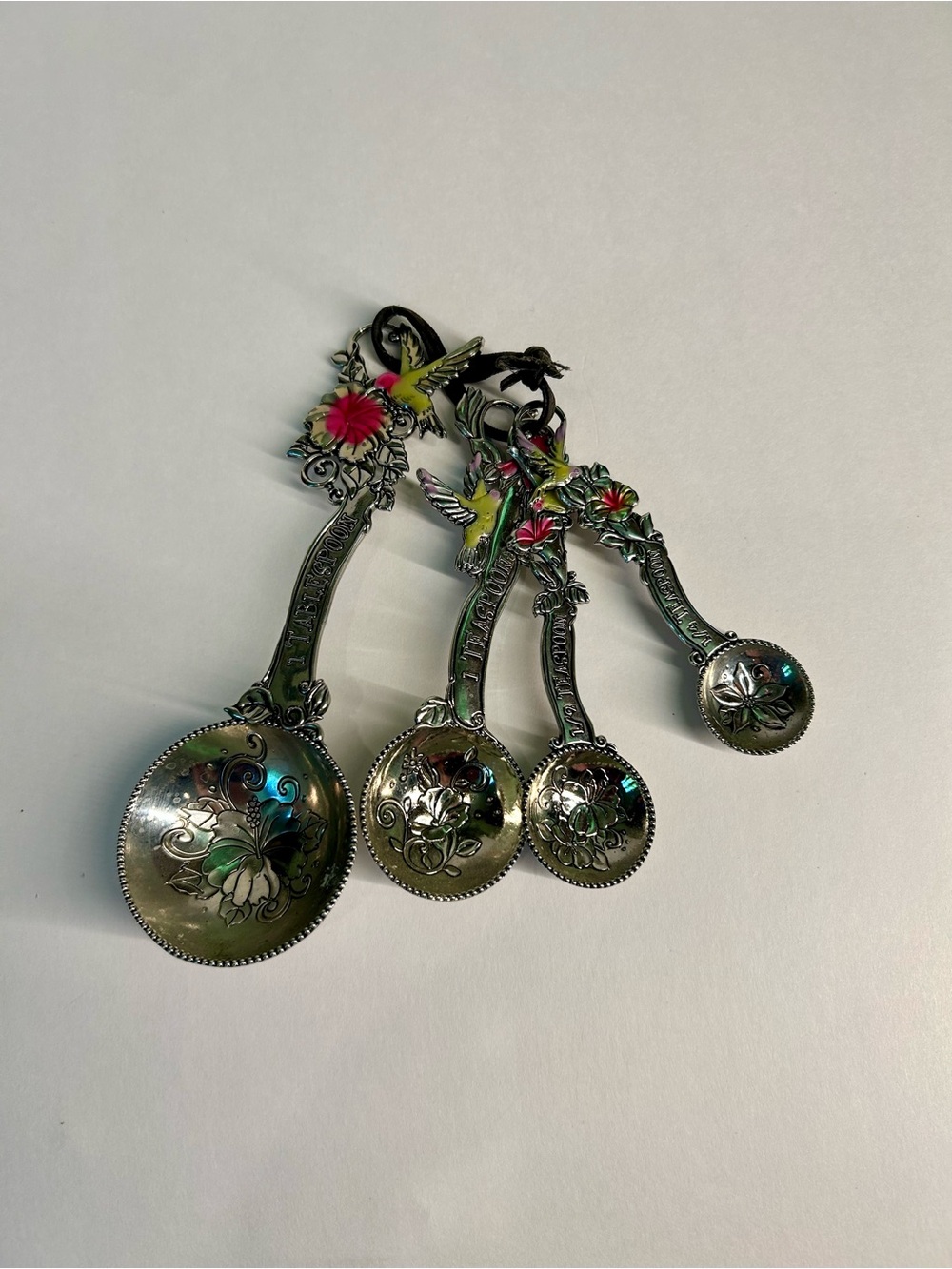 Ganz Measuring Spoon Set - Silver with Pink & Green Accents